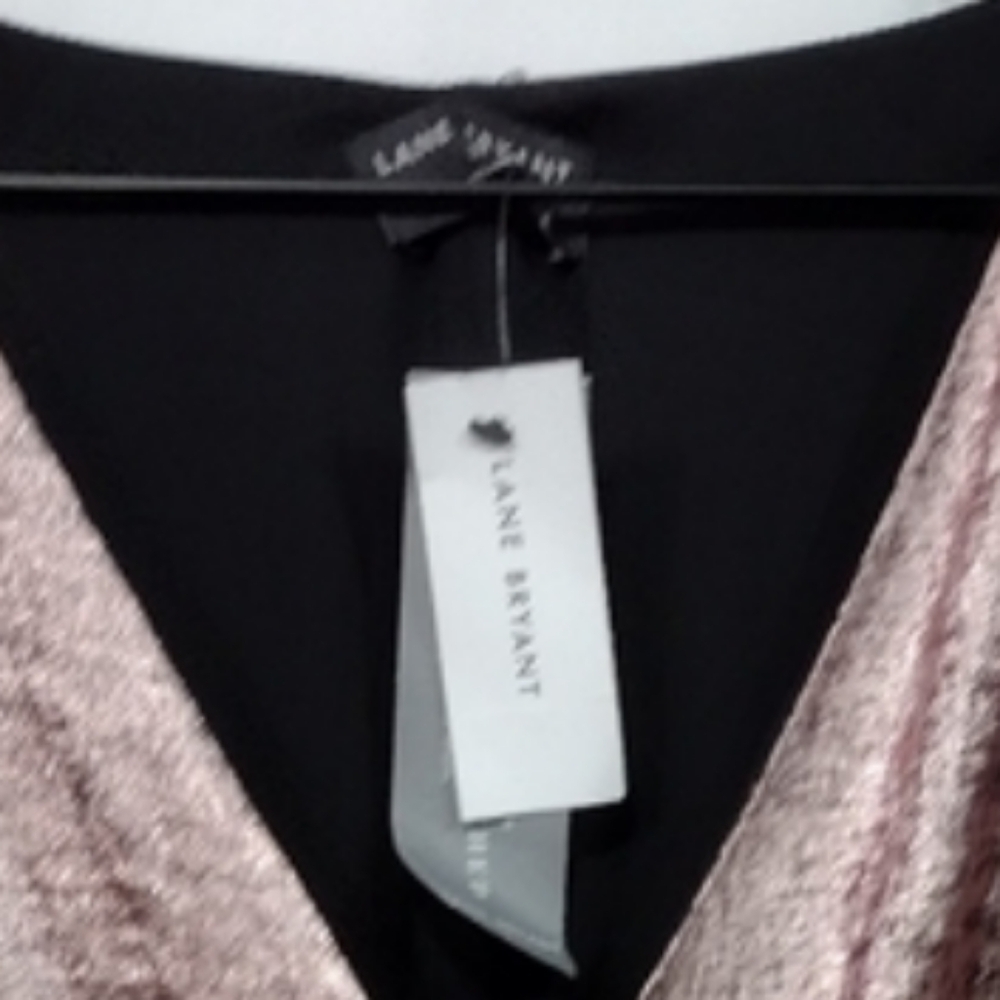 NWT Lane Bryant Blouson-Sleeve Surplice Metallic Midi Dress Women's 22/24 Rose - Picture 12 of 14
